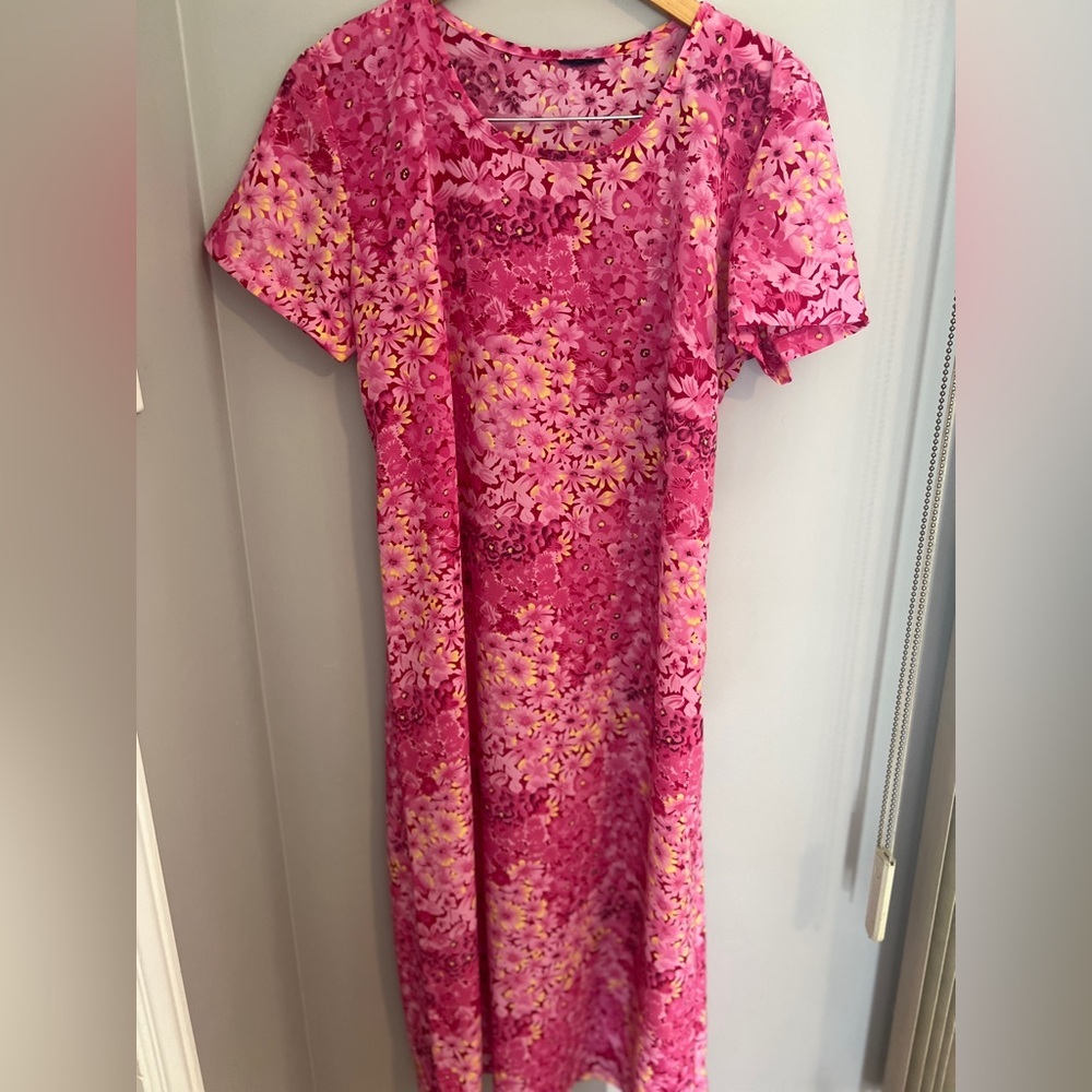 Vintage Floral Pink Maxi Dress 22 inch flat